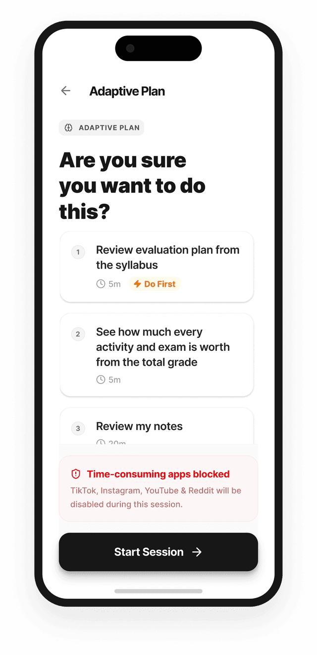 AmIDone adaptive plan
